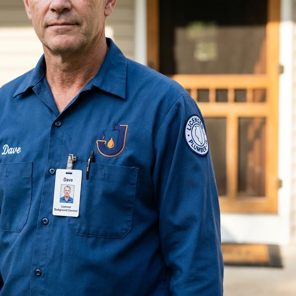Licensed plumber showing ID badge in Essex Junction, VT